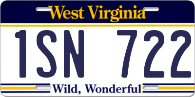 WV license plate 1SN722