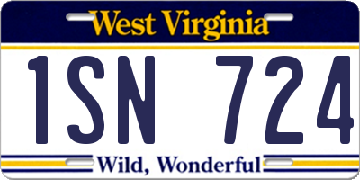 WV license plate 1SN724