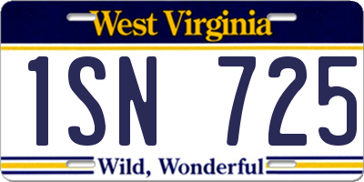 WV license plate 1SN725