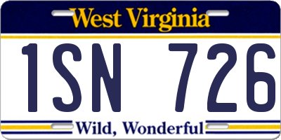 WV license plate 1SN726
