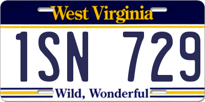 WV license plate 1SN729