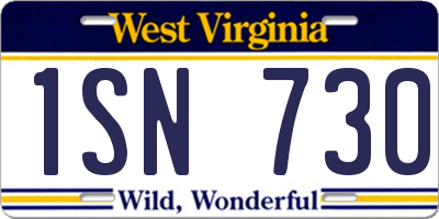 WV license plate 1SN730