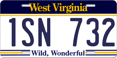 WV license plate 1SN732