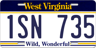 WV license plate 1SN735