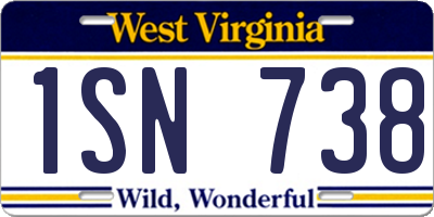WV license plate 1SN738