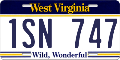 WV license plate 1SN747