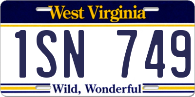 WV license plate 1SN749