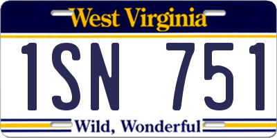 WV license plate 1SN751