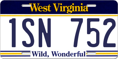 WV license plate 1SN752