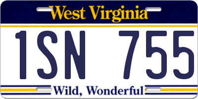 WV license plate 1SN755