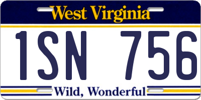 WV license plate 1SN756