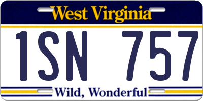WV license plate 1SN757
