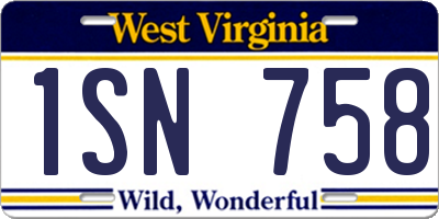 WV license plate 1SN758