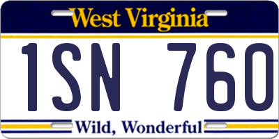 WV license plate 1SN760