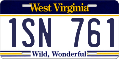 WV license plate 1SN761