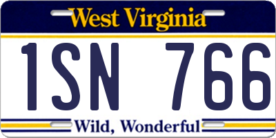 WV license plate 1SN766