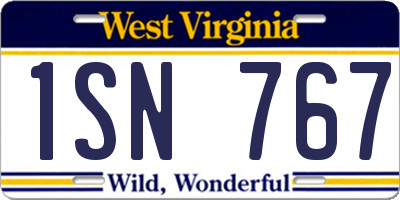 WV license plate 1SN767