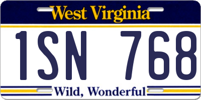 WV license plate 1SN768