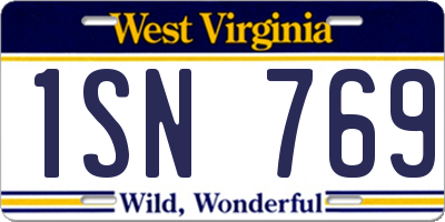 WV license plate 1SN769