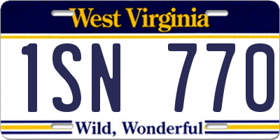 WV license plate 1SN770