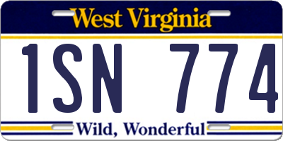 WV license plate 1SN774
