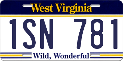 WV license plate 1SN781