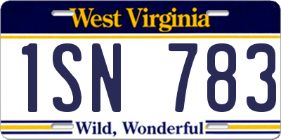 WV license plate 1SN783