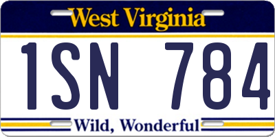 WV license plate 1SN784