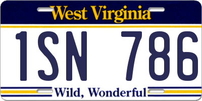 WV license plate 1SN786