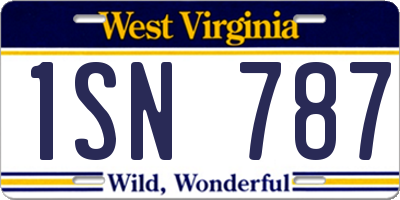 WV license plate 1SN787