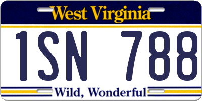 WV license plate 1SN788