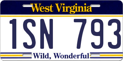 WV license plate 1SN793