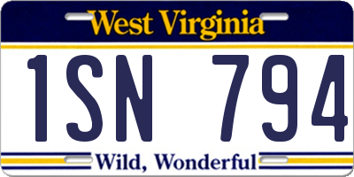 WV license plate 1SN794