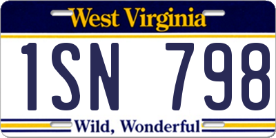 WV license plate 1SN798