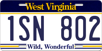 WV license plate 1SN802
