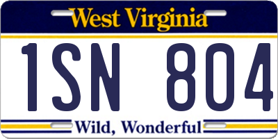 WV license plate 1SN804