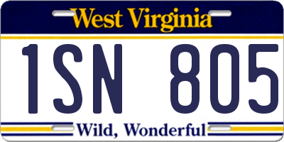 WV license plate 1SN805