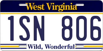 WV license plate 1SN806