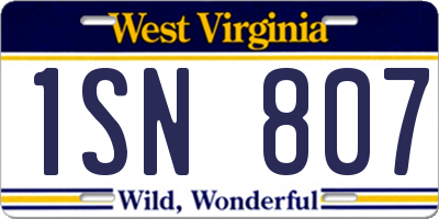 WV license plate 1SN807