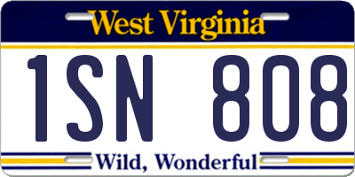 WV license plate 1SN808