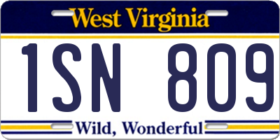 WV license plate 1SN809