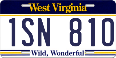 WV license plate 1SN810