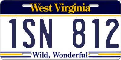 WV license plate 1SN812
