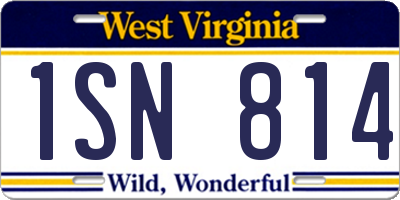 WV license plate 1SN814