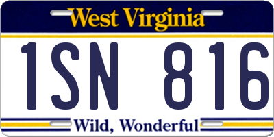 WV license plate 1SN816
