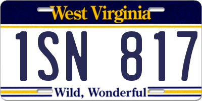 WV license plate 1SN817