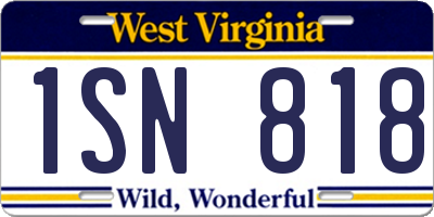 WV license plate 1SN818