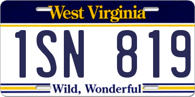 WV license plate 1SN819