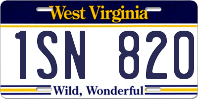 WV license plate 1SN820