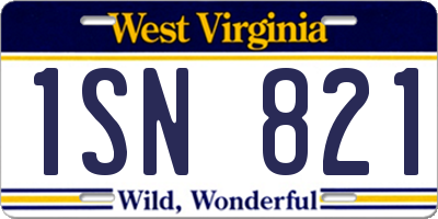WV license plate 1SN821